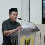 M. Yusuf saat menyampaikan laporan Komisi IV DPRD Kabupaten Sukabumi terkait Raperda tentang Penyelenggaraan Ketenagakerjaan di dalam Rapat Paripurna, Senin (10/7/2023).